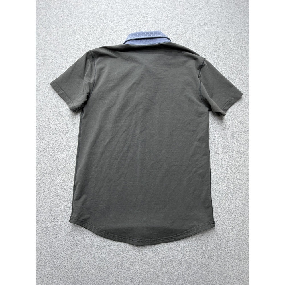 BYLT Lux Polo Shirt Mens Small Gray Contrast Collar Drop Cut Stretch Casual Knit - Picture 7 of 7